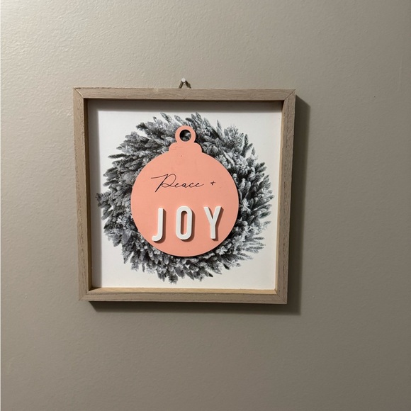 Peace + Joy Framed Wall Art - Pink and Gray - Picture 2 of 3